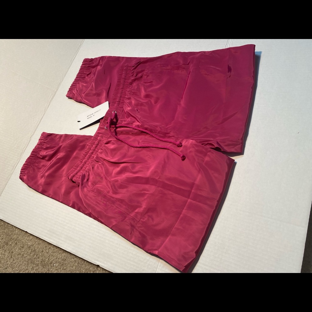 Fuschia Pink Silk Bomber joggers
